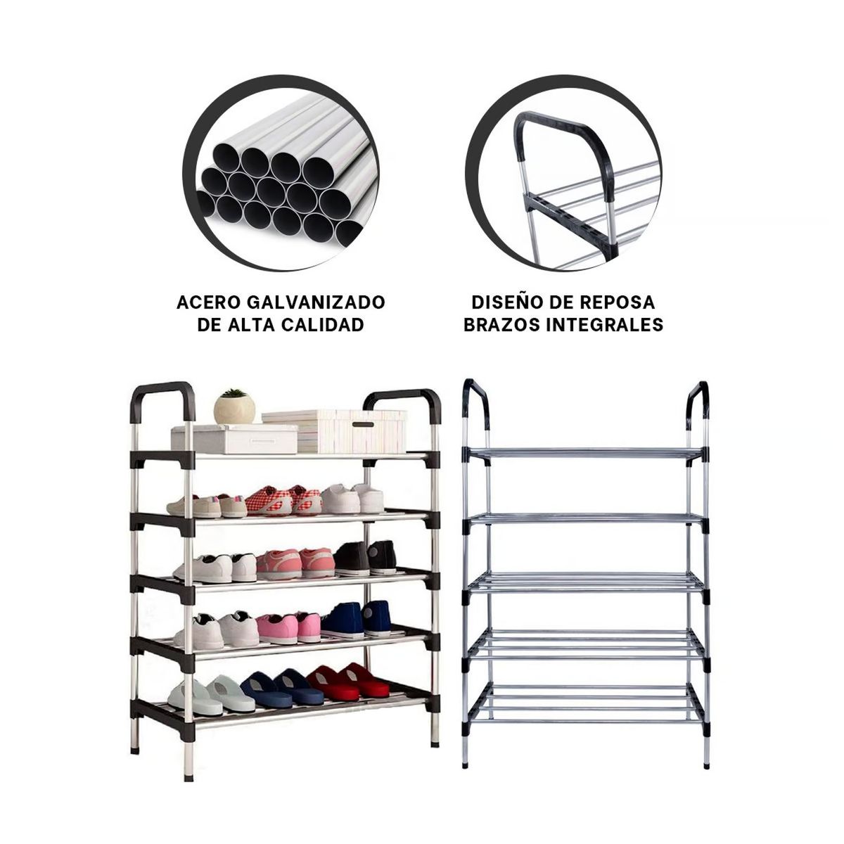 GENERICO - ORGANIZADOR DE CALZADOS MULTIUSO ZAPATERO DE 5 NIVELES NEGRO