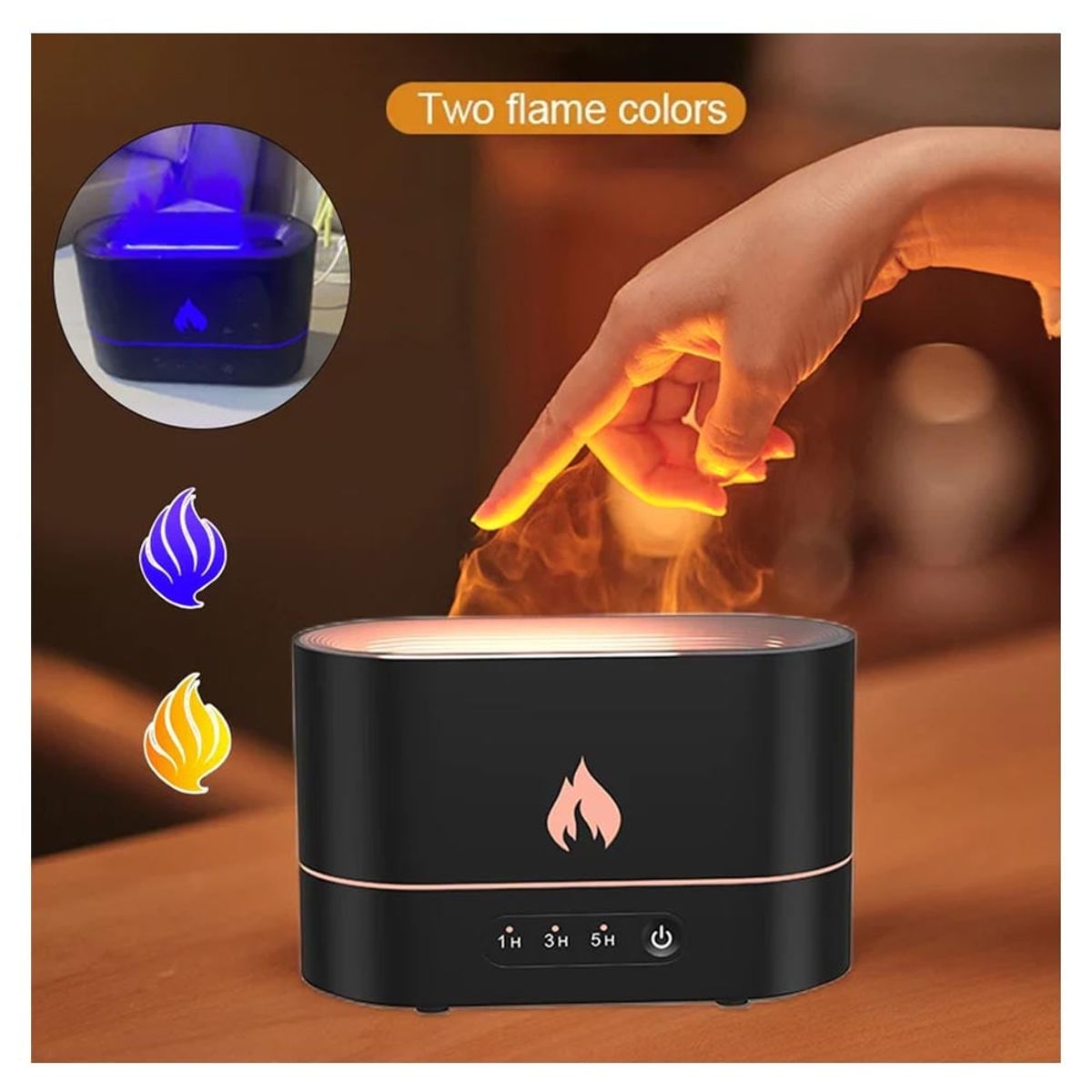 GENERICO - humidificador de aire 3D Flame Aromatizante Negro Mas Una Esencia