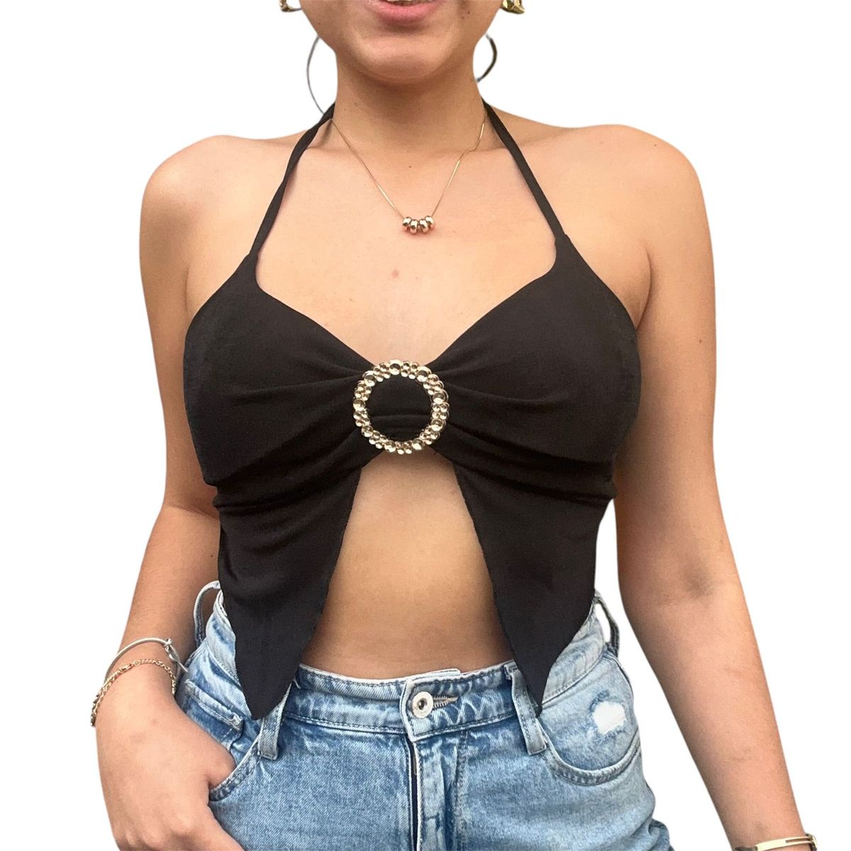 ENGELL - Top triangulo color entero fiesta