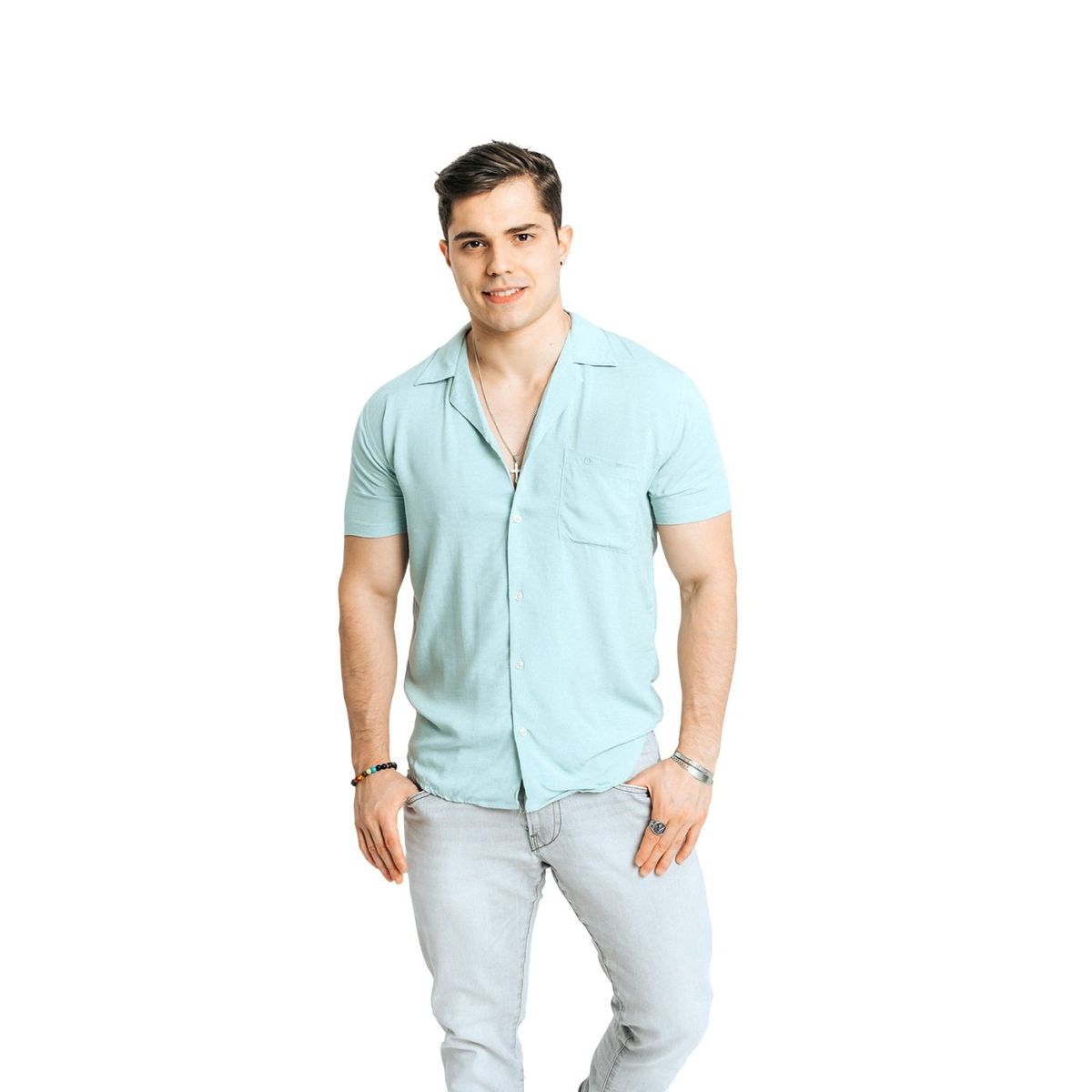 TROPIKL - Camisa Hawaiana Coral Linen Signature Slim Fit Hombre