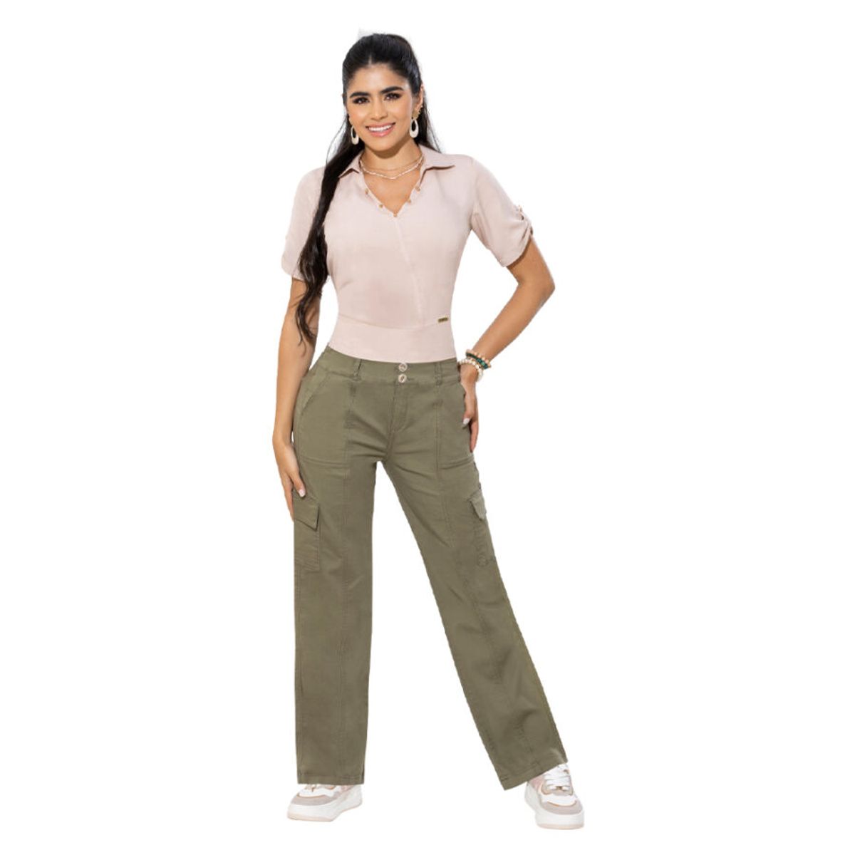 T&T - Pantalon Berenice TYT Jeans Colombianos Verde Drill Bota Ancha
