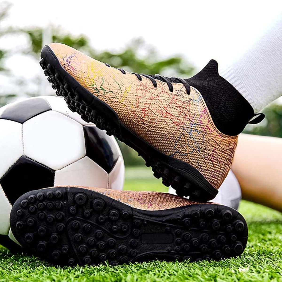 SHANDIAN - Zapatillas de Fútbol Hombre TF Negro