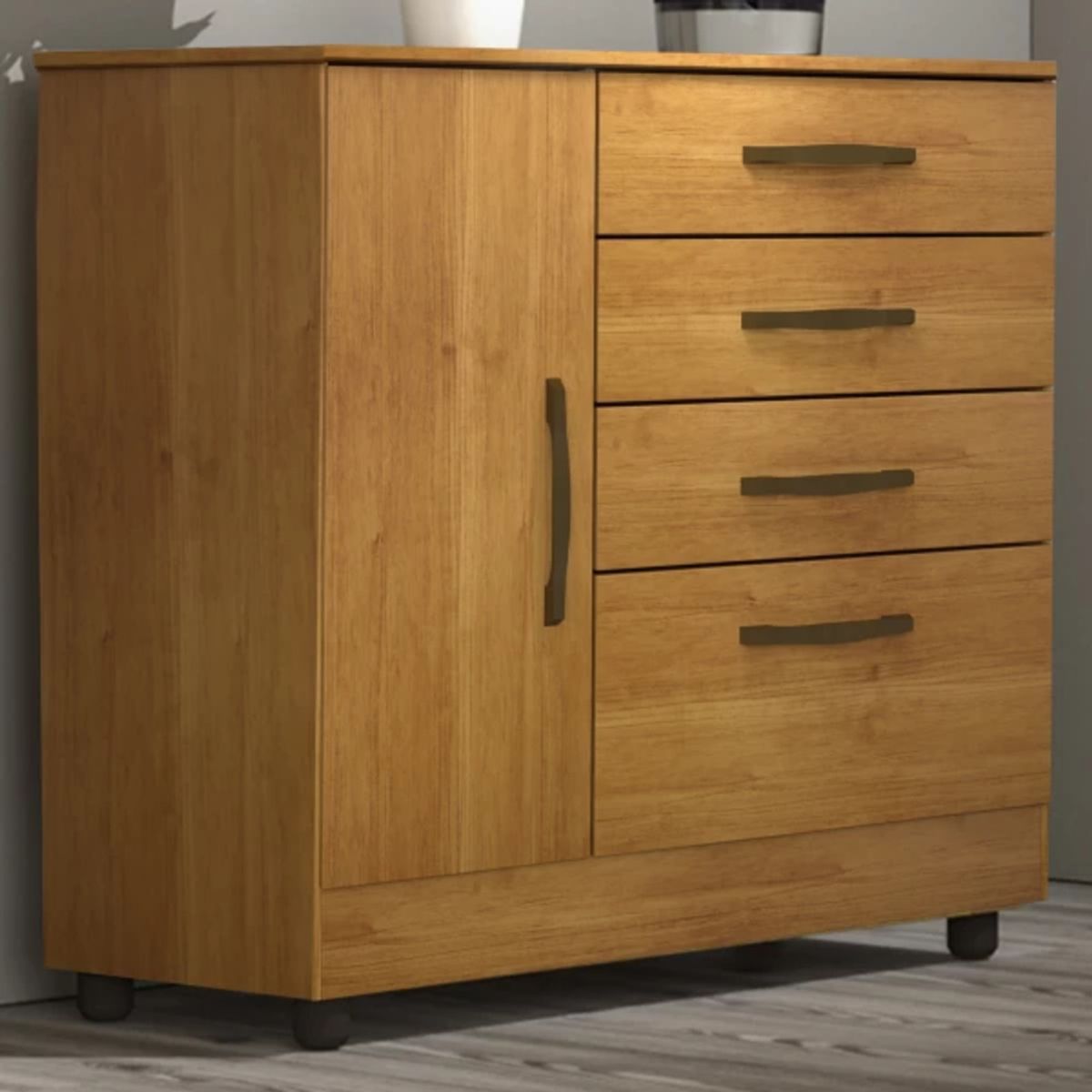 TU MESITA - Cómoda Clásica Chicago color Marrón 4 cajones 1 puerta TU MESITA