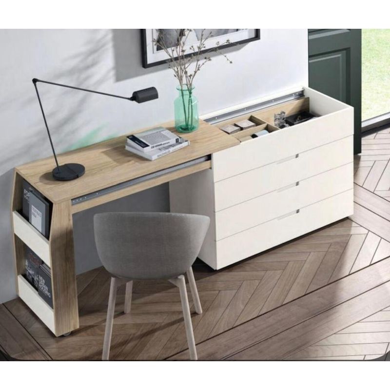 TU MESITA - Cómoda con Escritorio Extensible Moderna RunRun Blanco