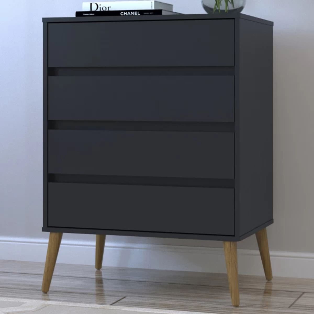 TU MESITA - Cómoda Multiusos Fiorentina color Negro 4 cajones TU MESITA