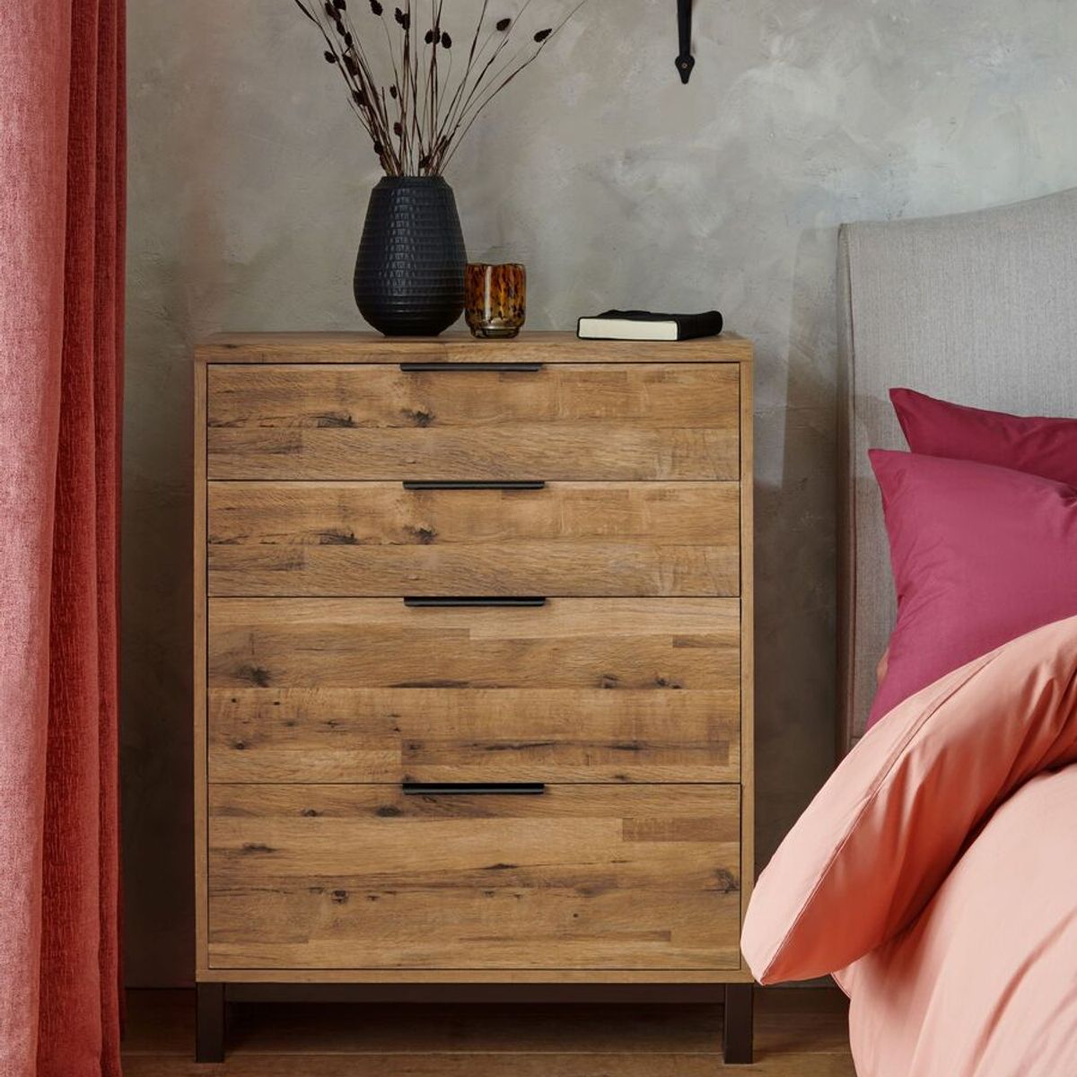 TU MESITA - Cómoda Alta Beta color Marrón 4 cajones TU MESITA