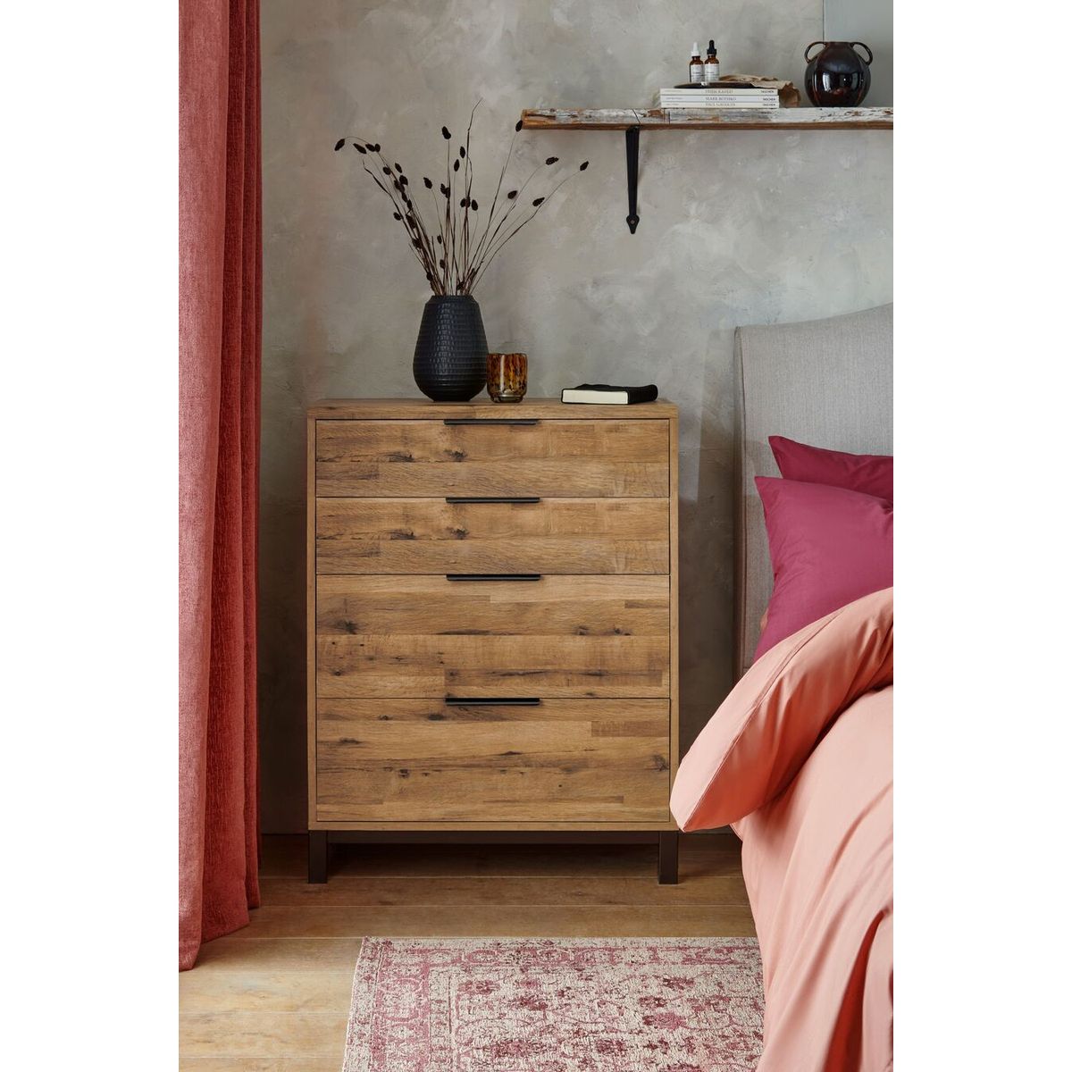 TU MESITA - Cómoda Alta Beta color Marrón 4 cajones TU MESITA