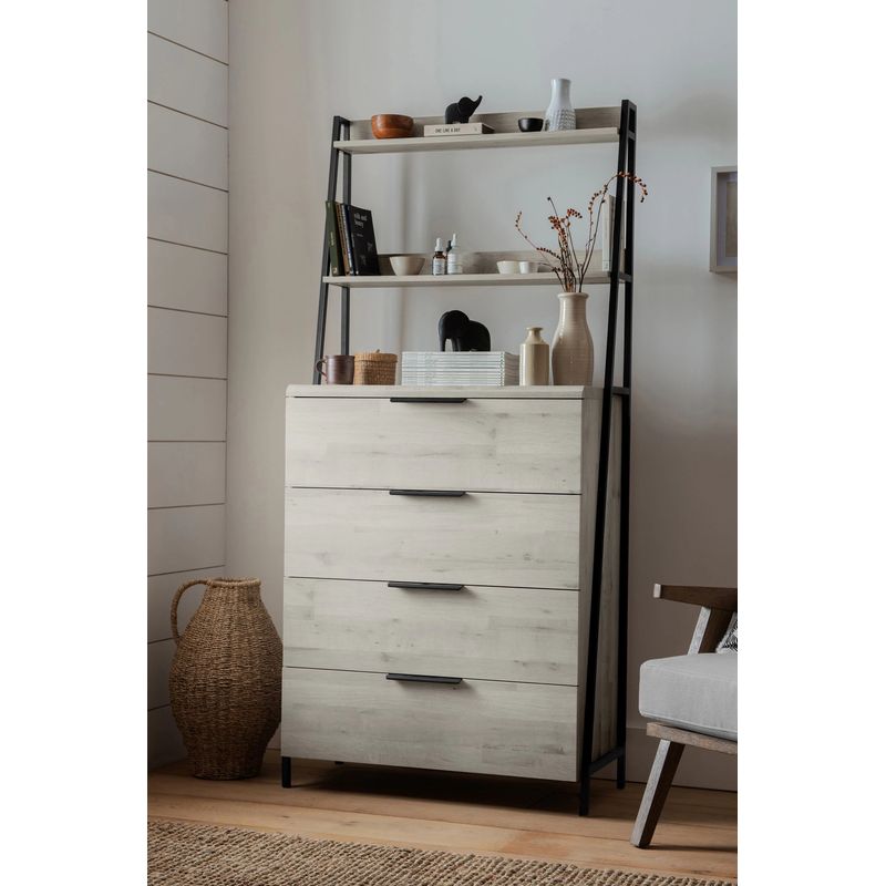 TU MESITA - Cómoda con Repisas Juvenil Jordany color Ceniza TU MESITA