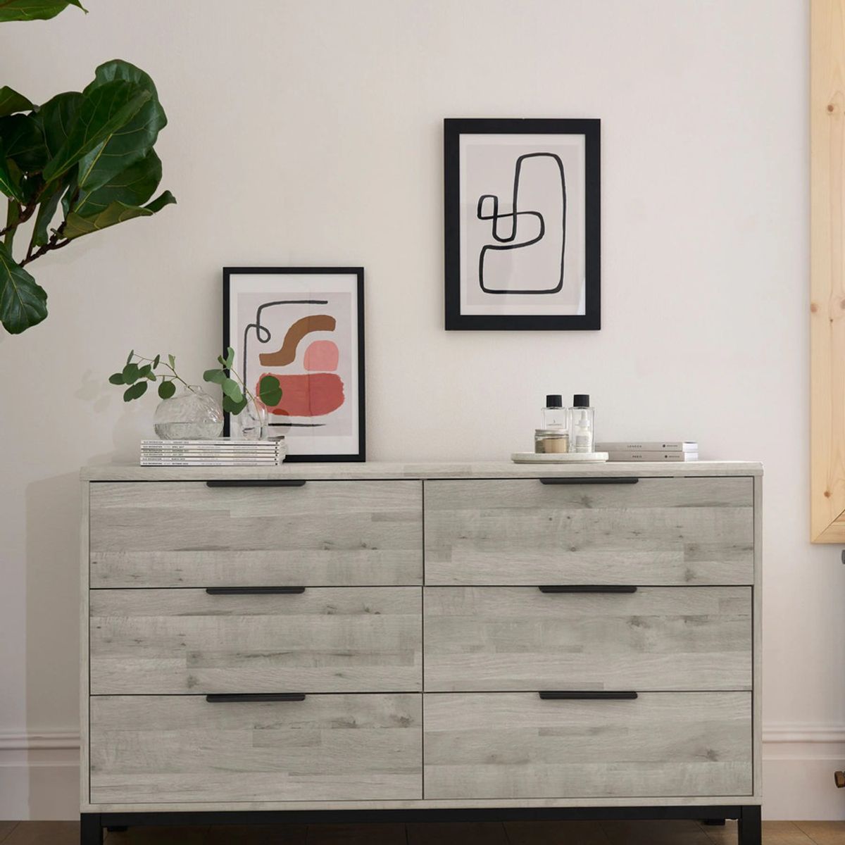 TU MESITA - Cómoda Rústica Beta color Gris 6 cajones TU MESITA