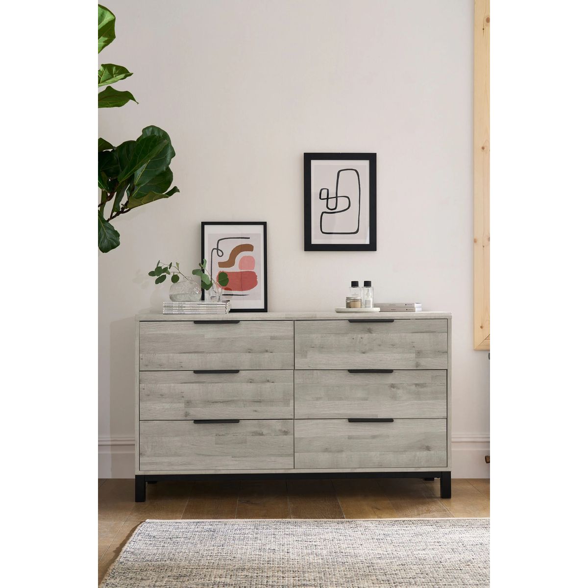 TU MESITA - Cómoda Rústica Beta color Gris 6 cajones TU MESITA