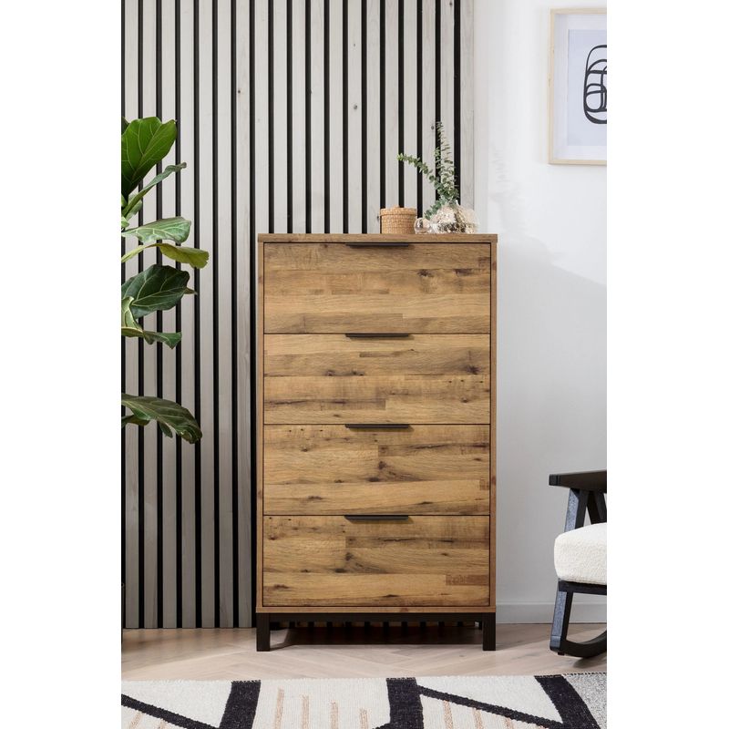 TU MESITA - Cómoda Rústica Beta color Marrón 4 cajones TU MESITA