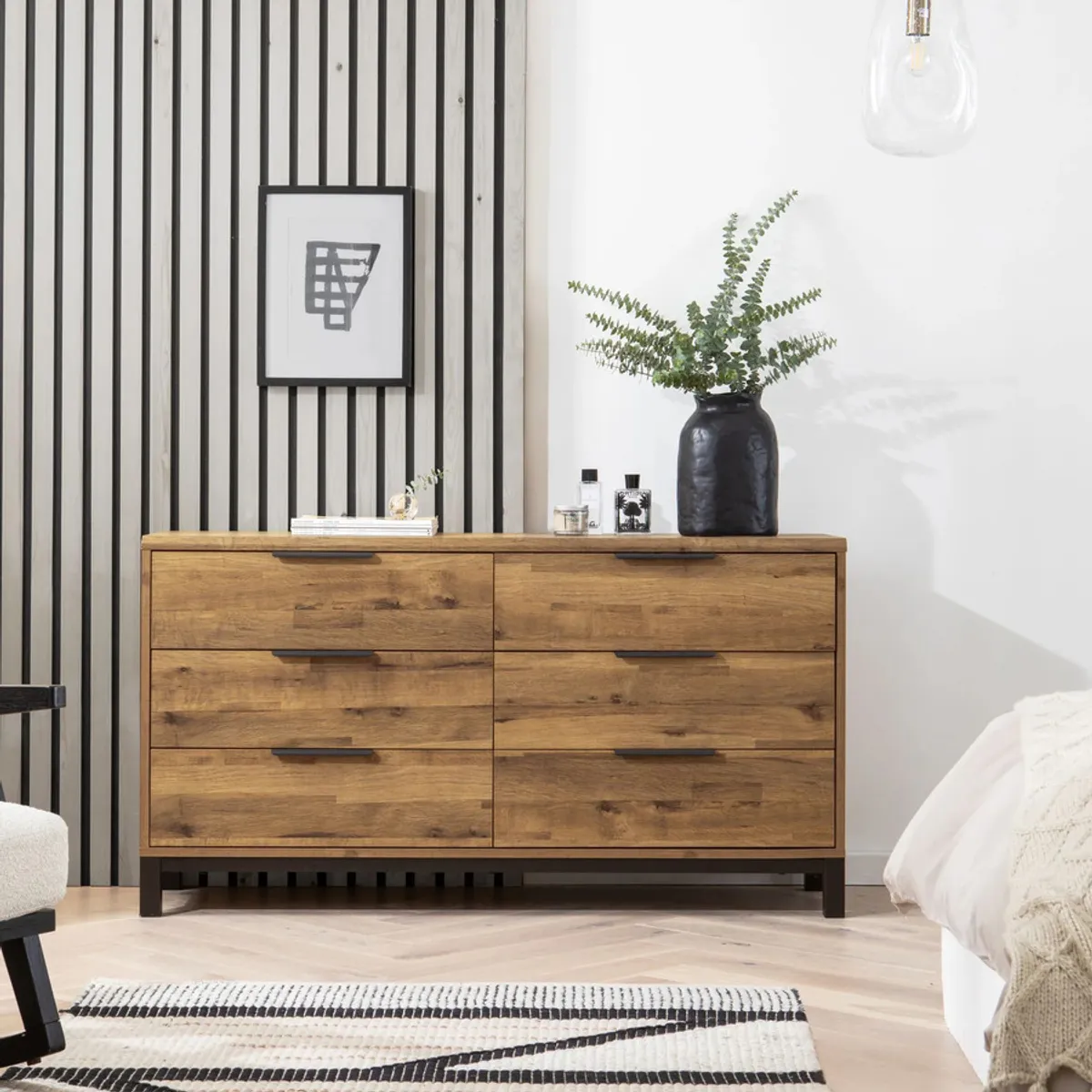 TU MESITA - Cómoda Rústica Beta color Marrón 6 cajones TU MESITA