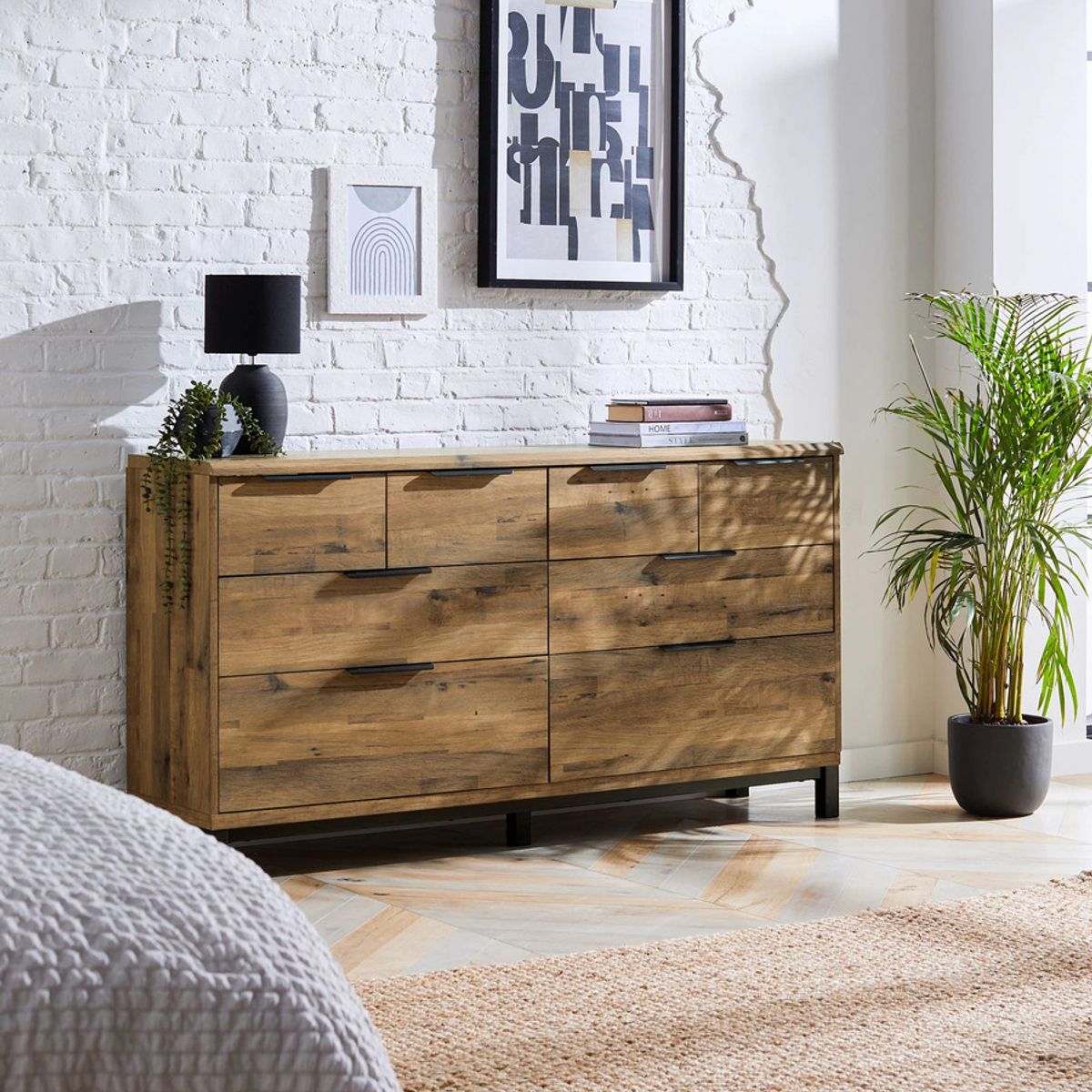 TU MESITA - Cómoda Rústica Beta color Marrón 8 cajones TU MESITA