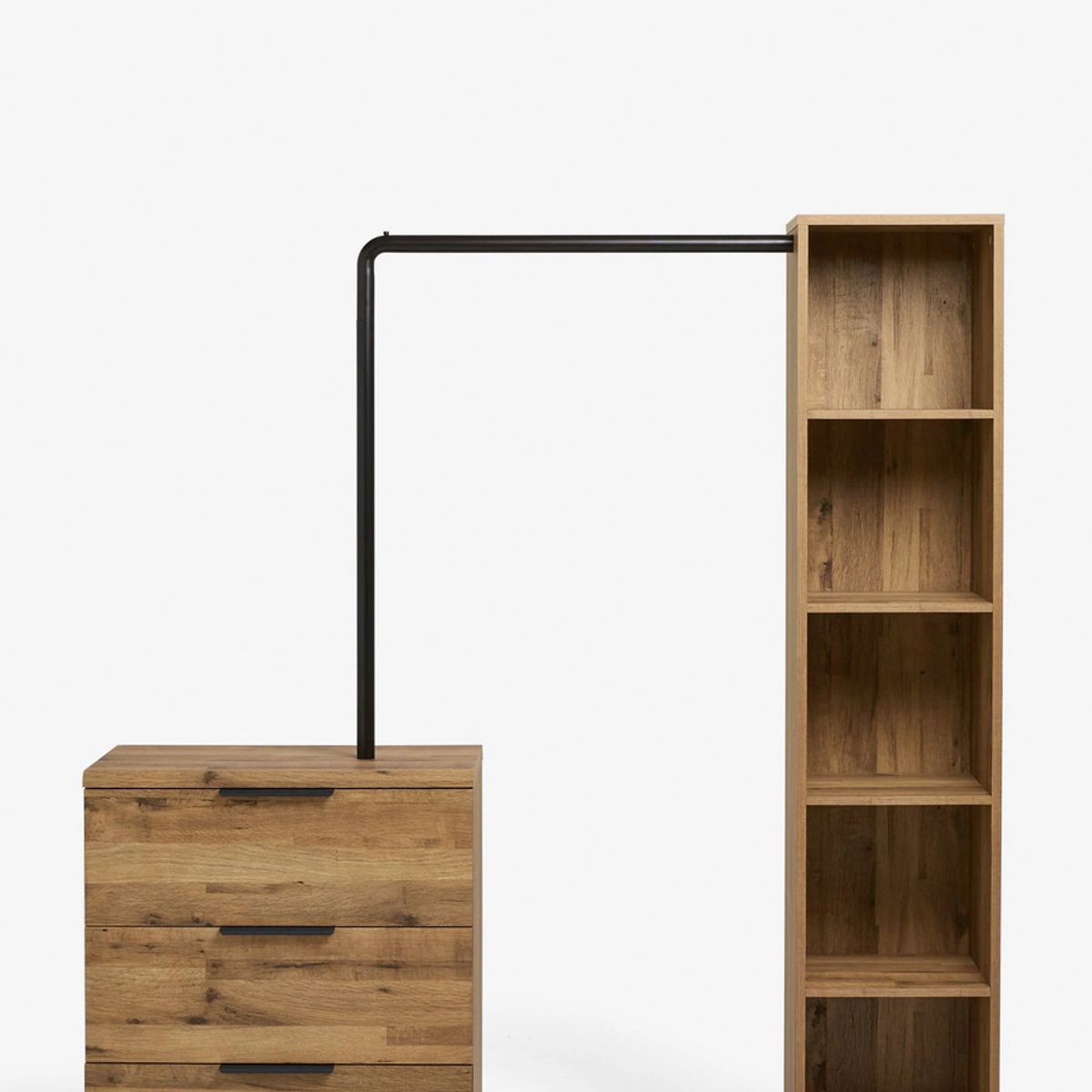 TU MESITA - Mueble 3en1 Cómoda+Perchero+Estante Madonna Color Marrón TU MESITA