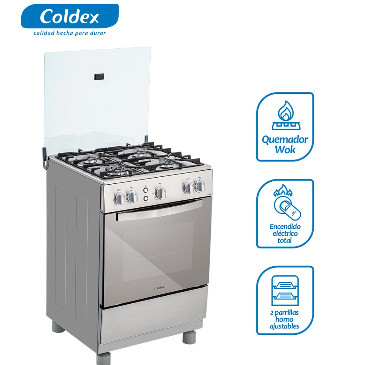 COLDEX - Cocinas a Gas COLDEX 4 Quemadores CX641 Inox