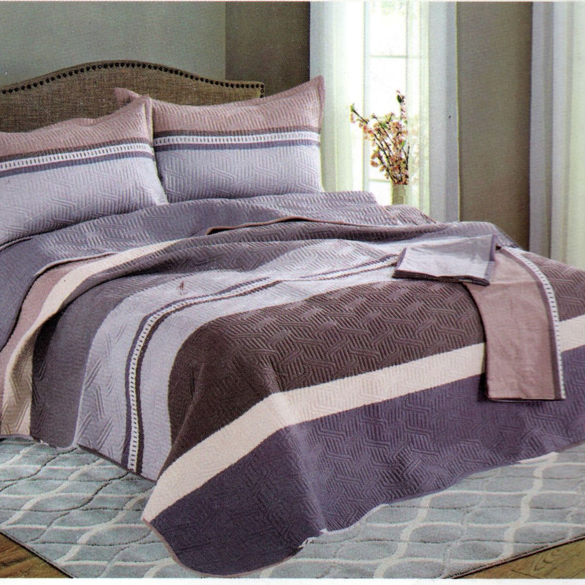 MINGDA - Set de Cubrecama 2 pz de 5 Piezas 100% Calidad Premiun