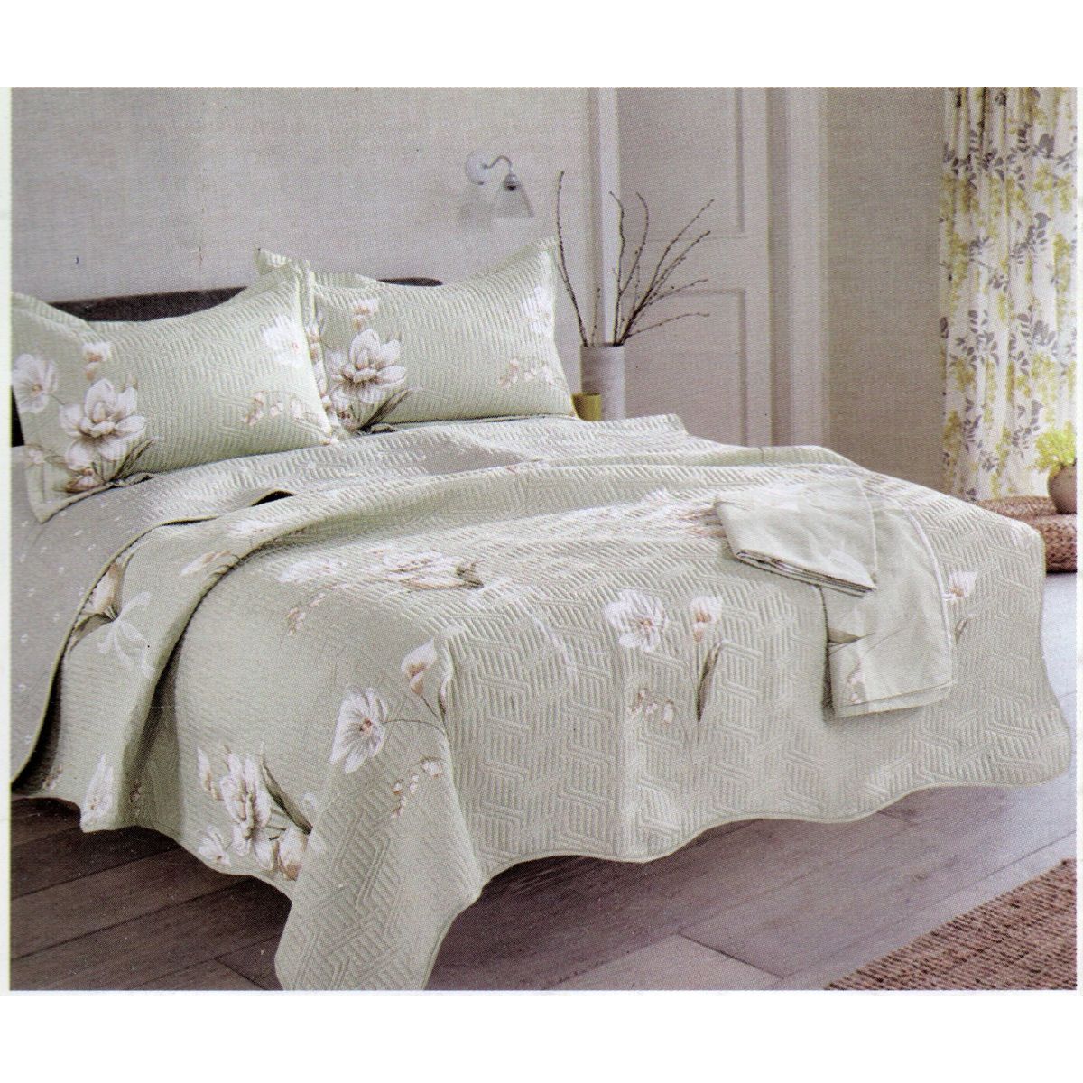 MINGDA - Set de Cubrecama 2 pz de 5 Piezas 100% Calidad Premiun