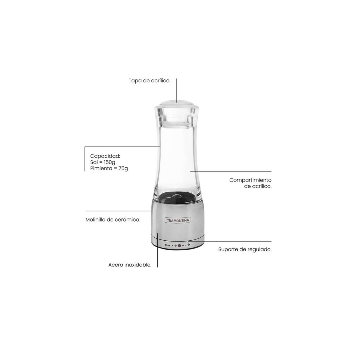 TRAMONTINA - Molinillo de sal y pimienta TRAMONTINA  acero inox