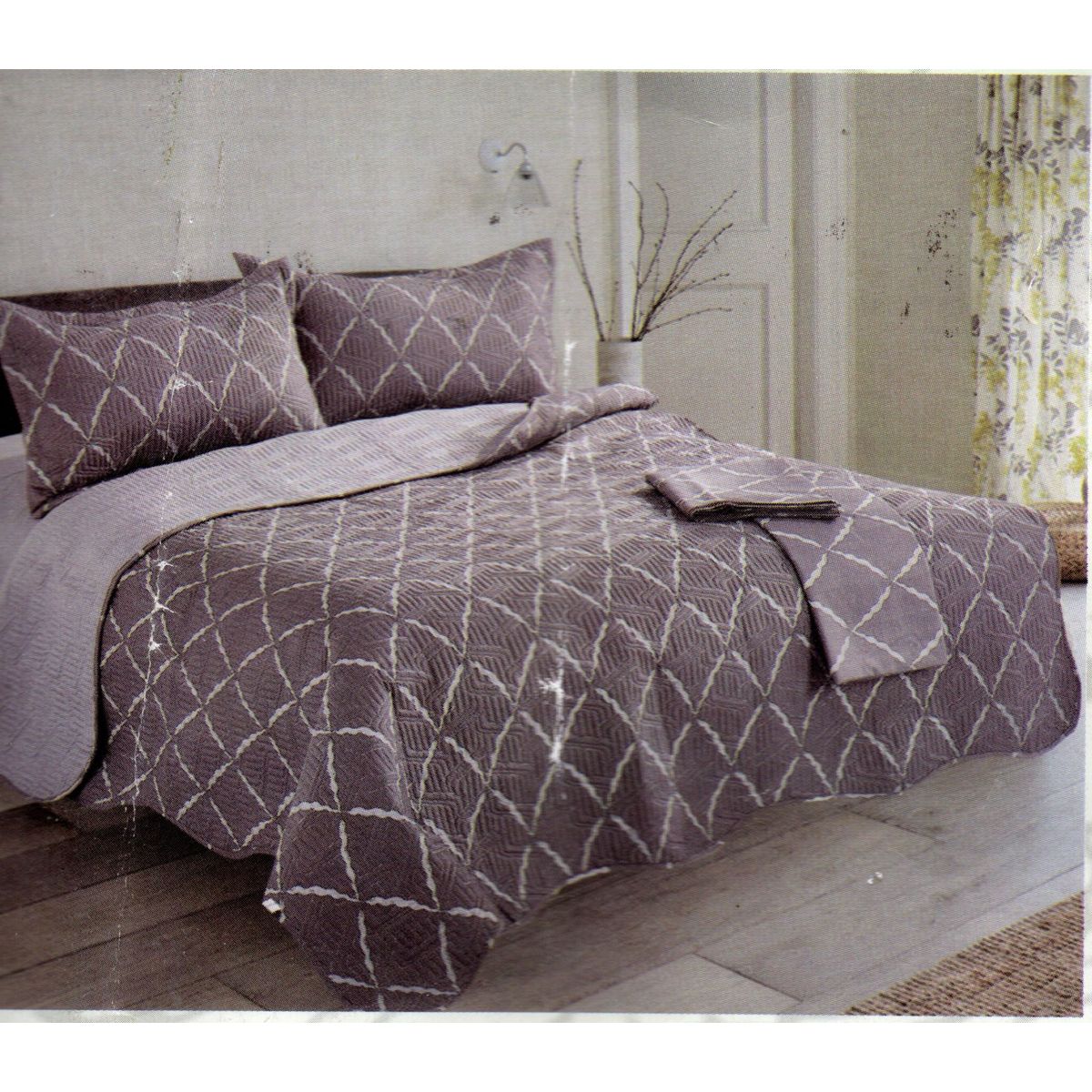 MINGDA - Set de Cubrecama 2 pz de 5 Piezas 100% Calidad Premiun