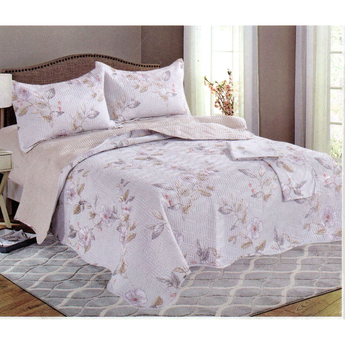 MINGDA - Set de Cubrecama 2 pz de 5 Piezas 100% Calidad Premiun