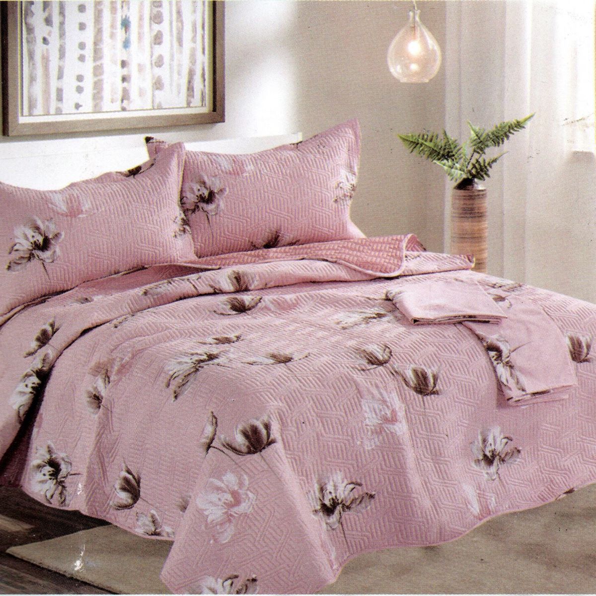 MINGDA - Set de Cubrecama 2 pz de 5 Piezas 100% Calidad Premiun