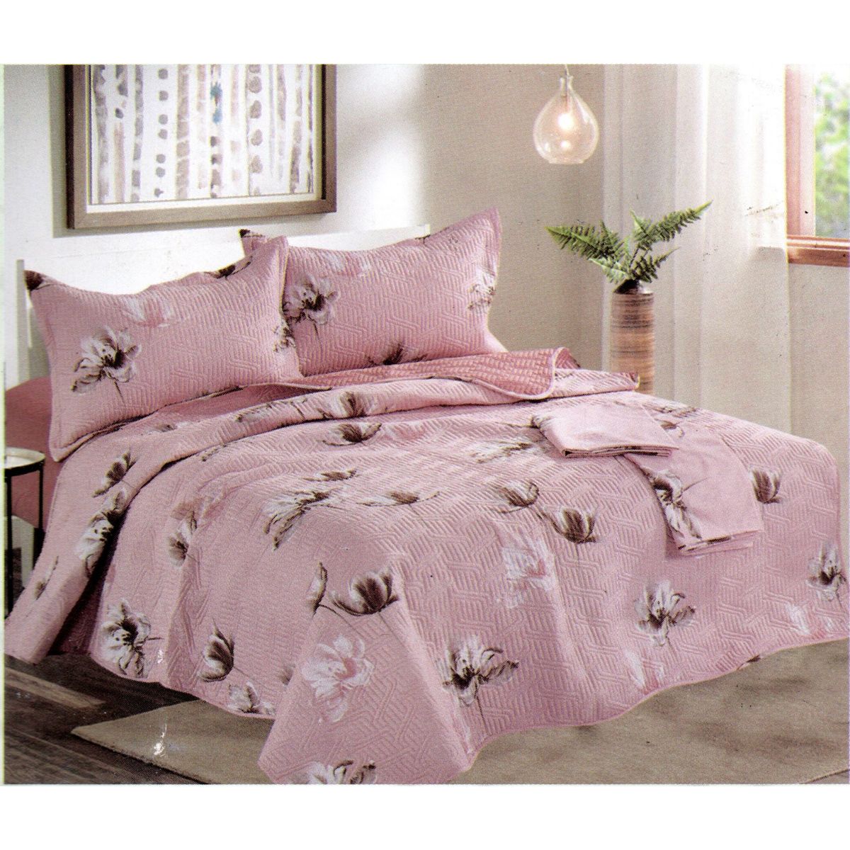 MINGDA - Set de Cubrecama 2 pz de 5 Piezas 100% Calidad Premiun