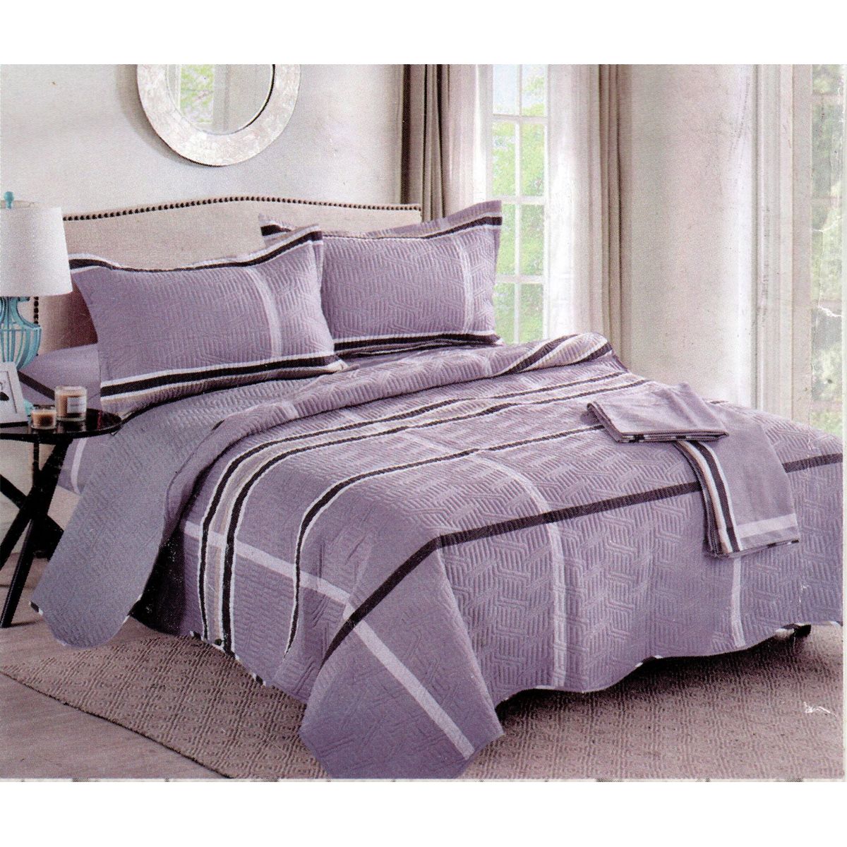 MINGDA - Set de Cubrecama 2 pz de 5 Piezas 100% Calidad Premiun