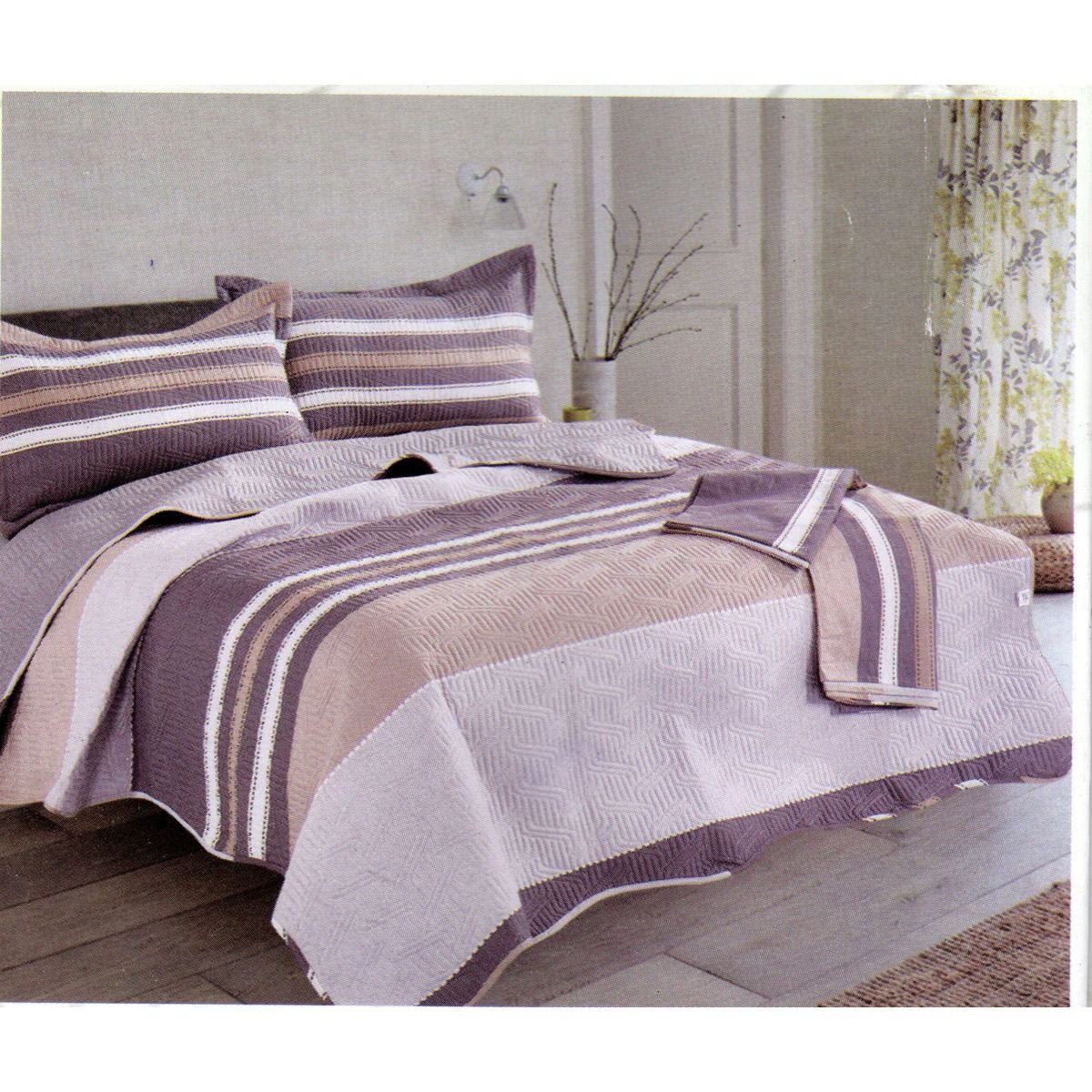 MINGDA - Set de Cubrecama 2 pz de 5 Piezas 100% Calidad Premiun