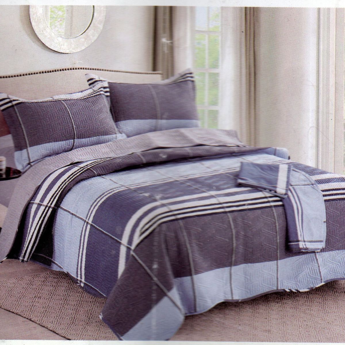 MINGDA - Set de Cubrecama 2 pz de 5 Piezas 100% Calidad Premiun