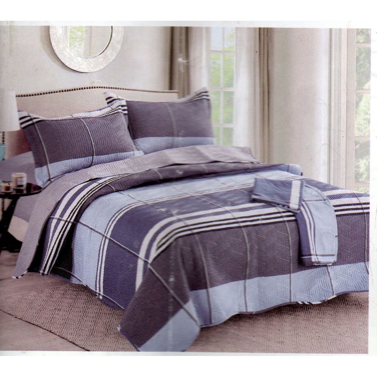 MINGDA - Set de Cubrecama 2 pz de 5 Piezas 100% Calidad Premiun