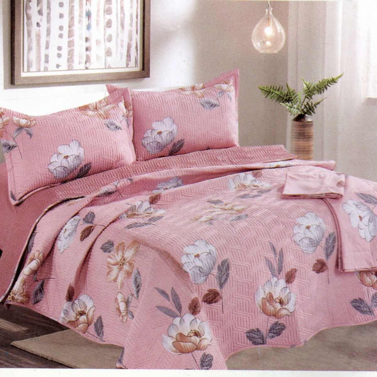 MINGDA - Set de Cubrecama 2 pz de 5 Piezas 100% Calidad Premiun