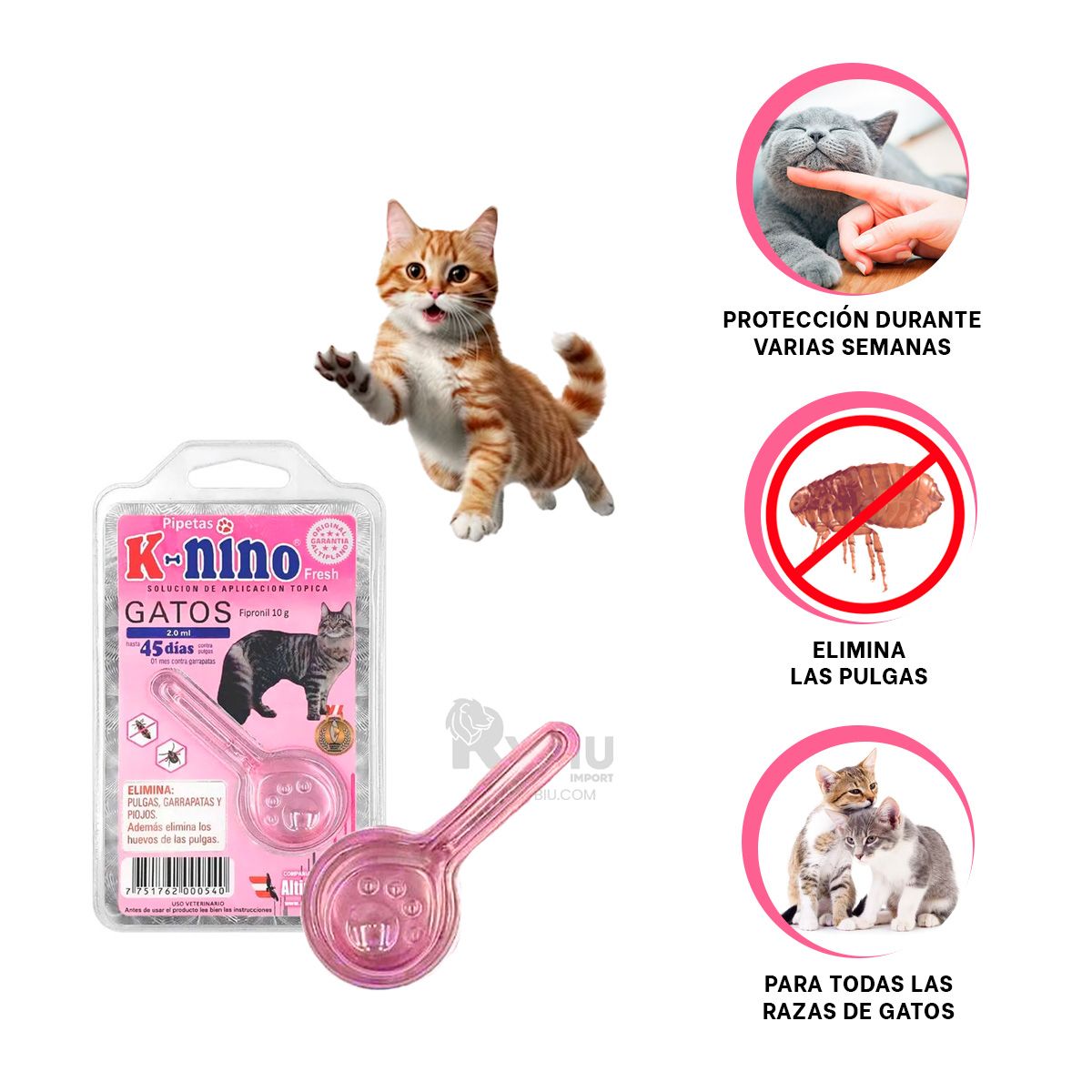 GENERICO - Antipulga Fuerte en Color Rosado Y+Gift Stickers