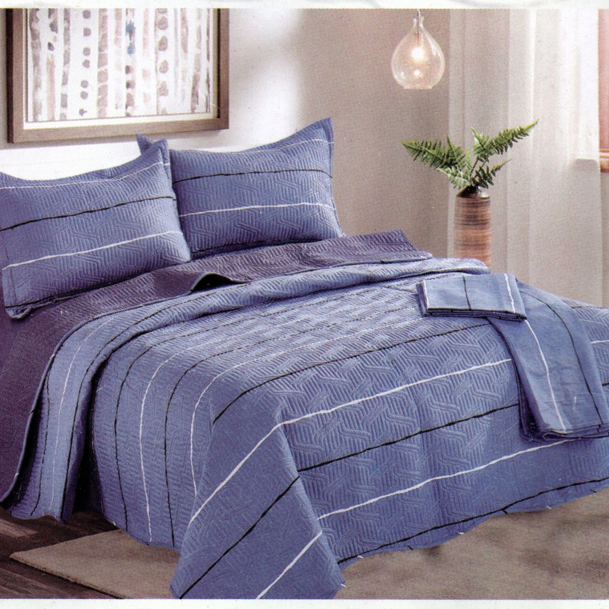 MINGDA - Set de Cubrecama 2 pz de 5 Piezas 100% Calidad Premiun