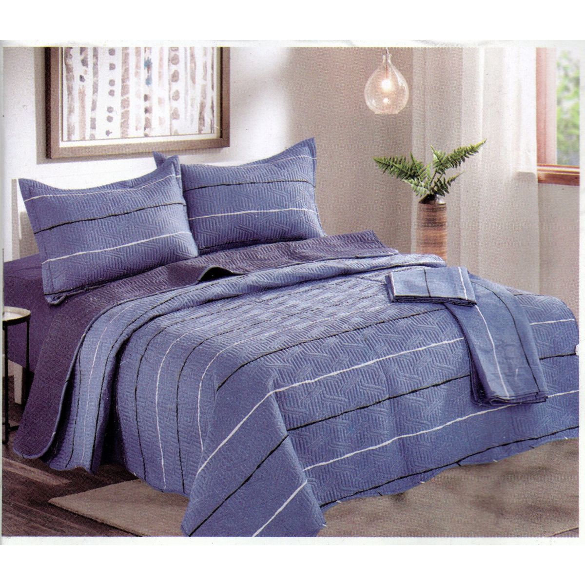 MINGDA - Set de Cubrecama 2 pz de 5 Piezas 100% Calidad Premiun