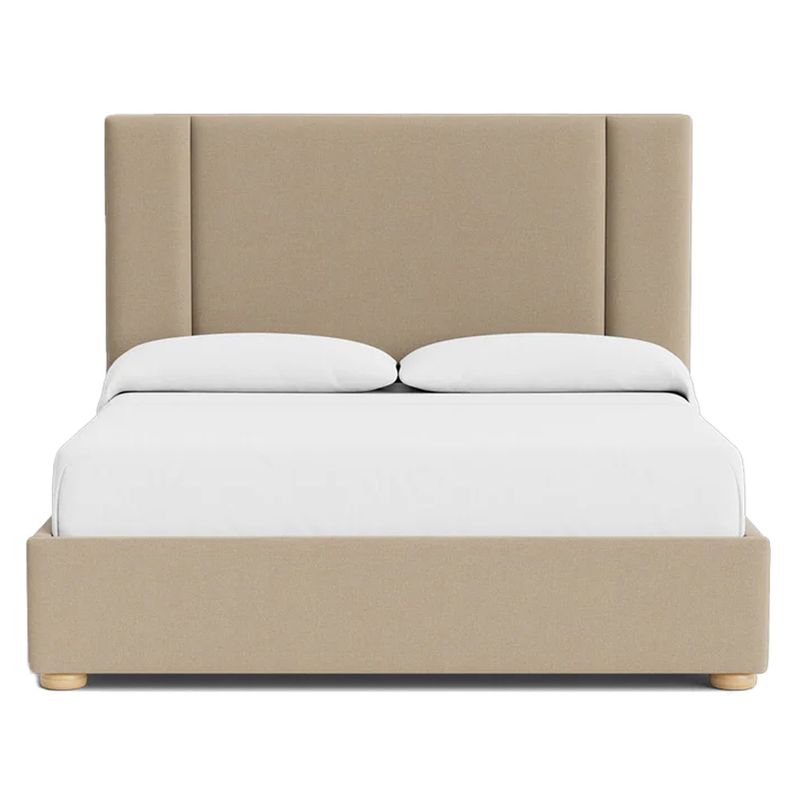 GENERICO - Cama Tapizada Lisa Milán Beige Queen