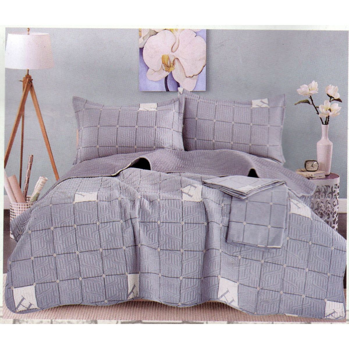 MINGDA - Set de Cubrecama 2 pz de 5 Piezas 100% Calidad Premiun