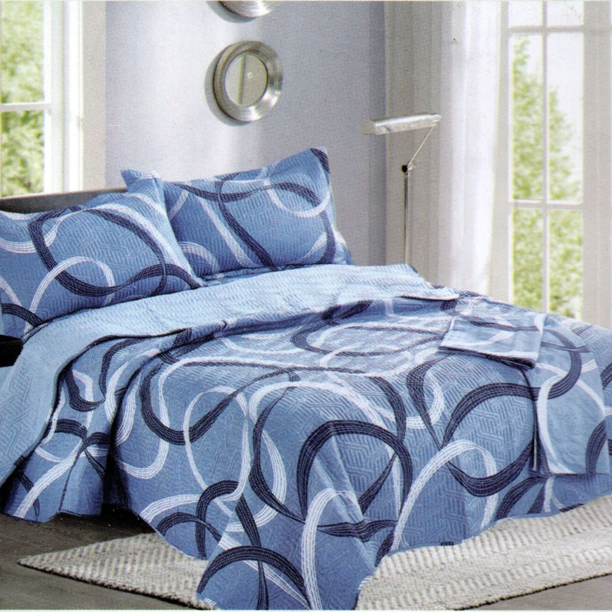 MINGDA - Set de Cubrecama 2 pz de 5 Piezas 100% Calidad Premiun