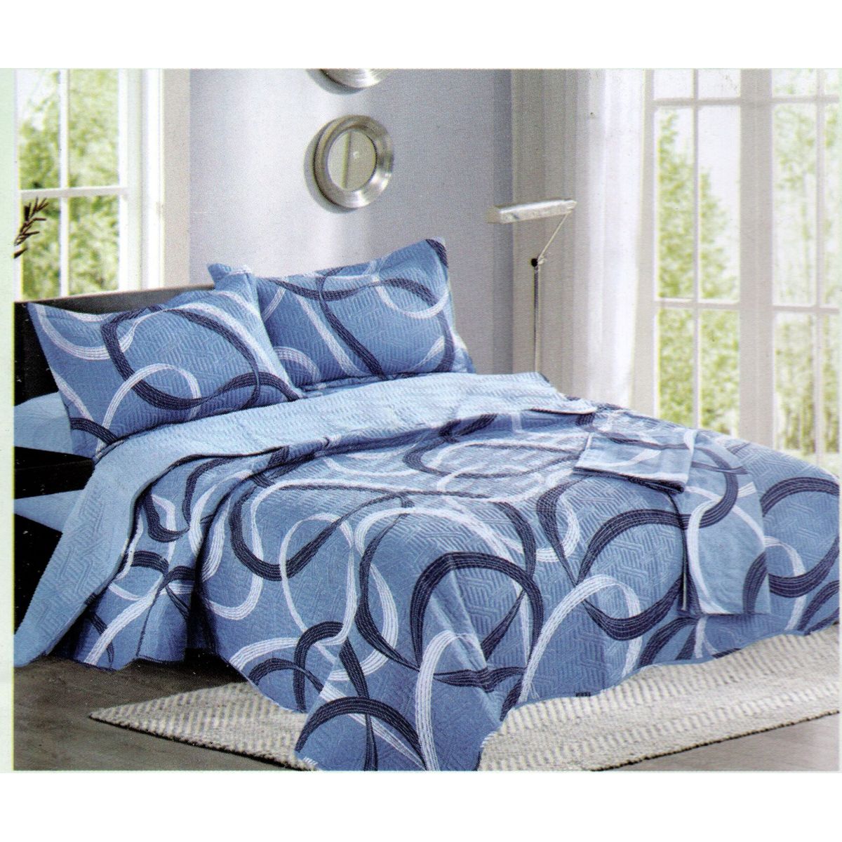 MINGDA - Set de Cubrecama 2 pz de 5 Piezas 100% Calidad Premiun