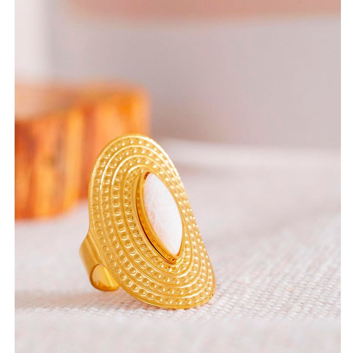 LA TIENDA 88 JOYAS Y ACCESORIOS - La Tienda 88 - Anillo Mujer Acero Waterproof Con Cristal - Amarillo