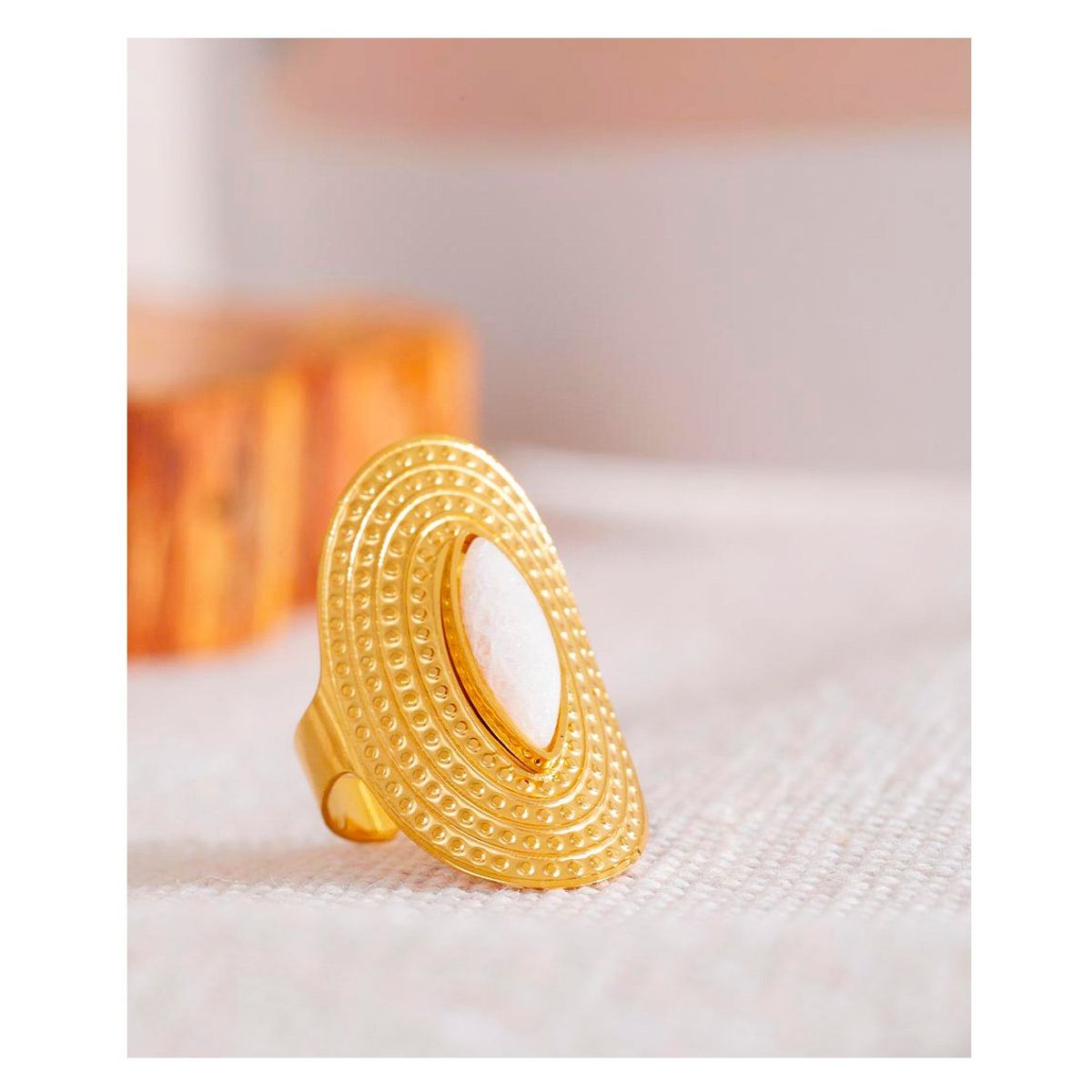 LA TIENDA 88 JOYAS Y ACCESORIOS - La Tienda 88 - Anillo Mujer Acero Waterproof Con Cristal - Amarillo