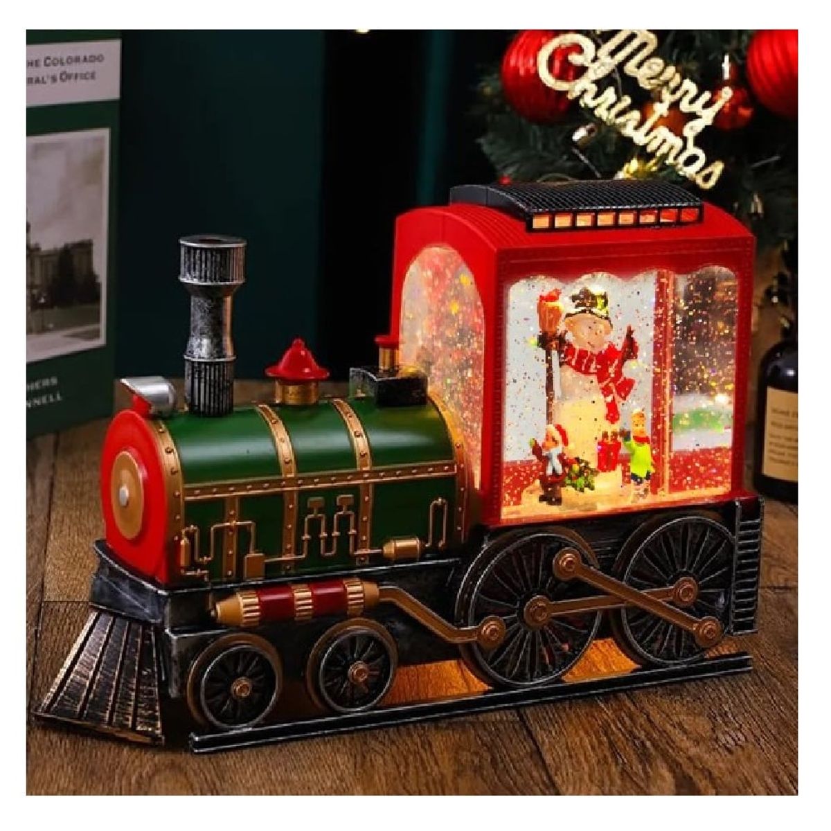 GENERICO - Tren Navideño Linterna Musical Adorno Luminoso Muñeco de Nieve