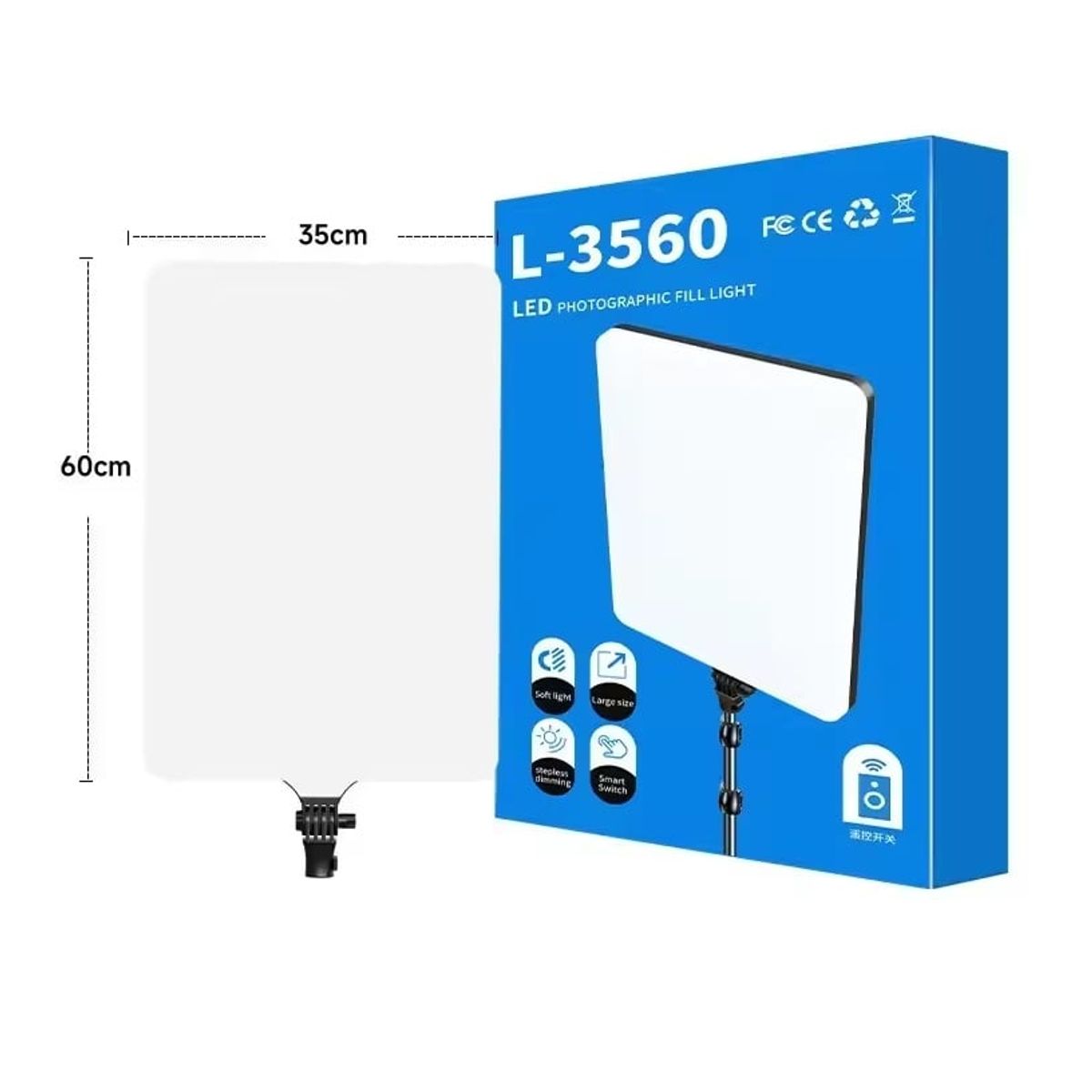 GENERICO - Panel de Luz Led para Fotografía y Video con Tripode L-3560