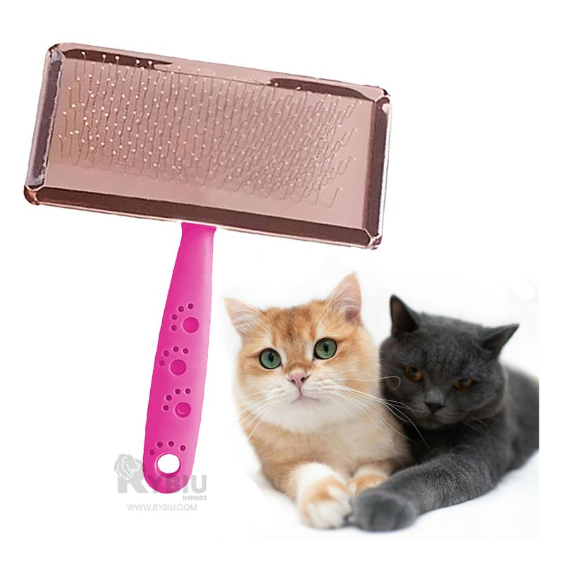 RYBIU IMPORT - Cepillo con Mango de Plastico para Gatos Fucsia Y+Agendita