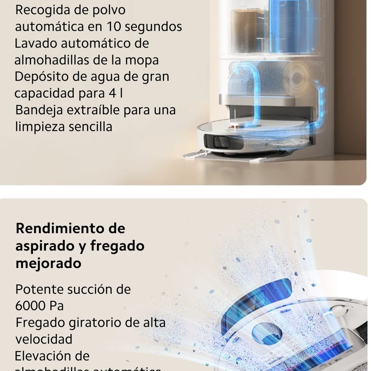 XIAOMI - Robot Aspirador xiaomi Vacum x20 plus Autolimpieza eficiente 6000Pa.