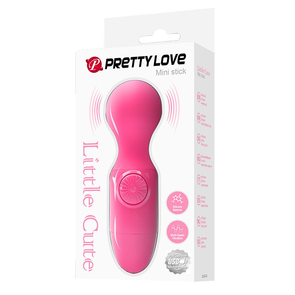 PRETTY LOVE - Vibrador Masajeador Carga USB Varita Mini Stick Silicona Vel Multiple