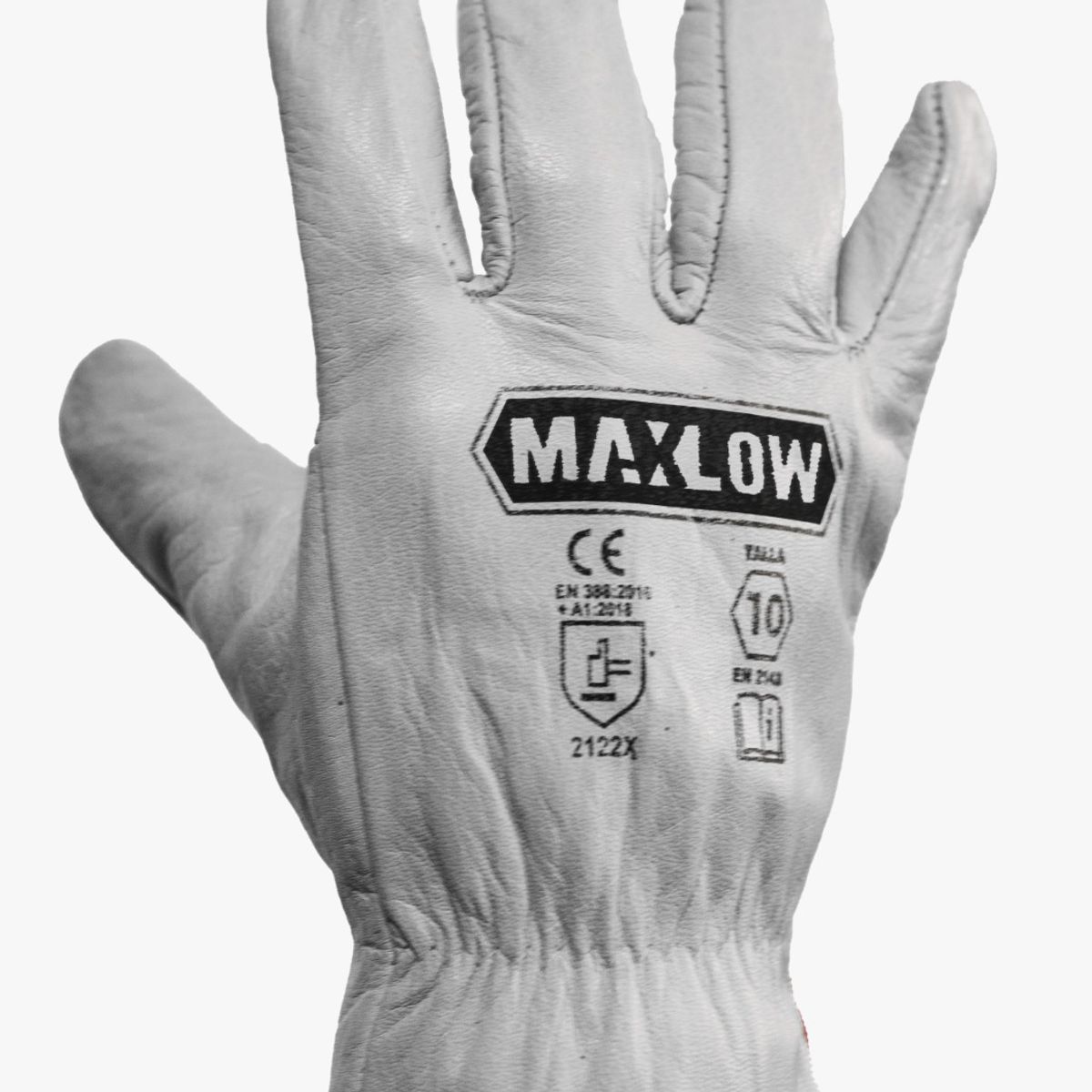 MAXLOW - Guantes de Cuero Badana Blanco  - Pack x 3
