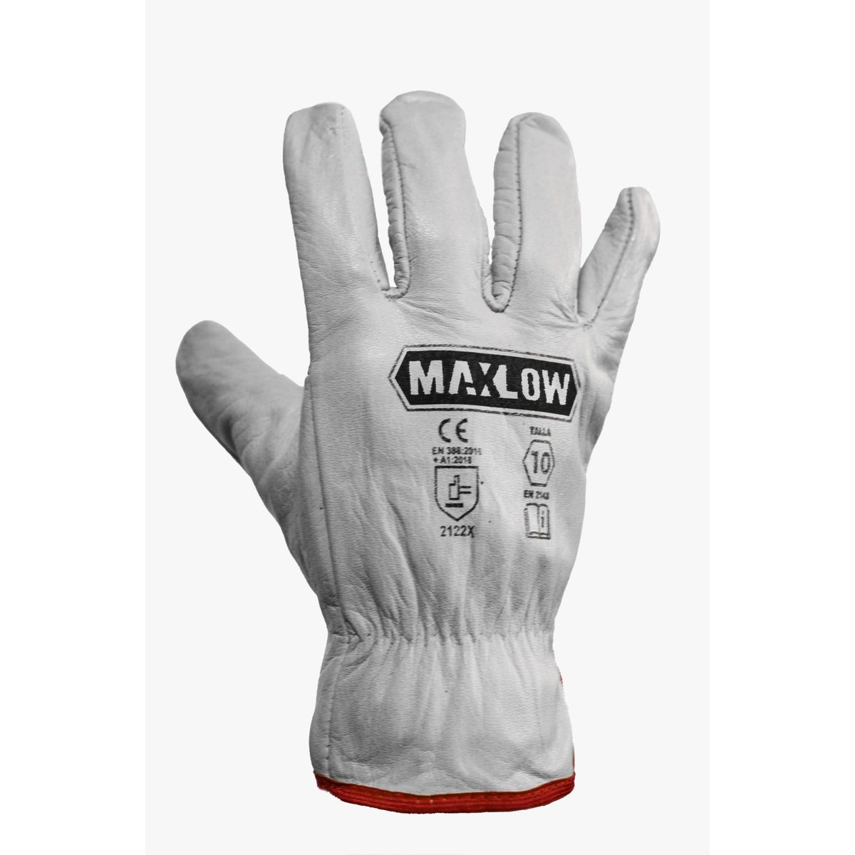 MAXLOW - Guantes de Cuero Badana Blanco  - Pack x 3