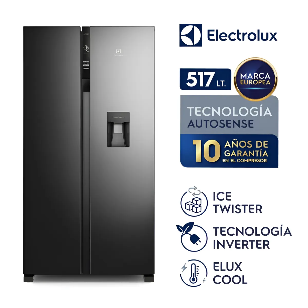 ELECTROLUX - Refrigerador Side by Side Electrolux INVERTER 514 litros ERSA53K2HVB Black
