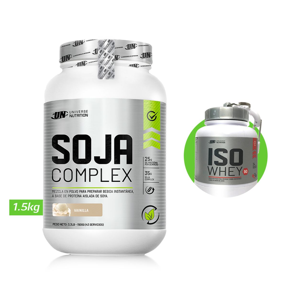 UNIVERSE NUTRITION - SOJA COMPLEX PROTEINA VEGANA UN 1.5 KG VAINILLA+REGALOS