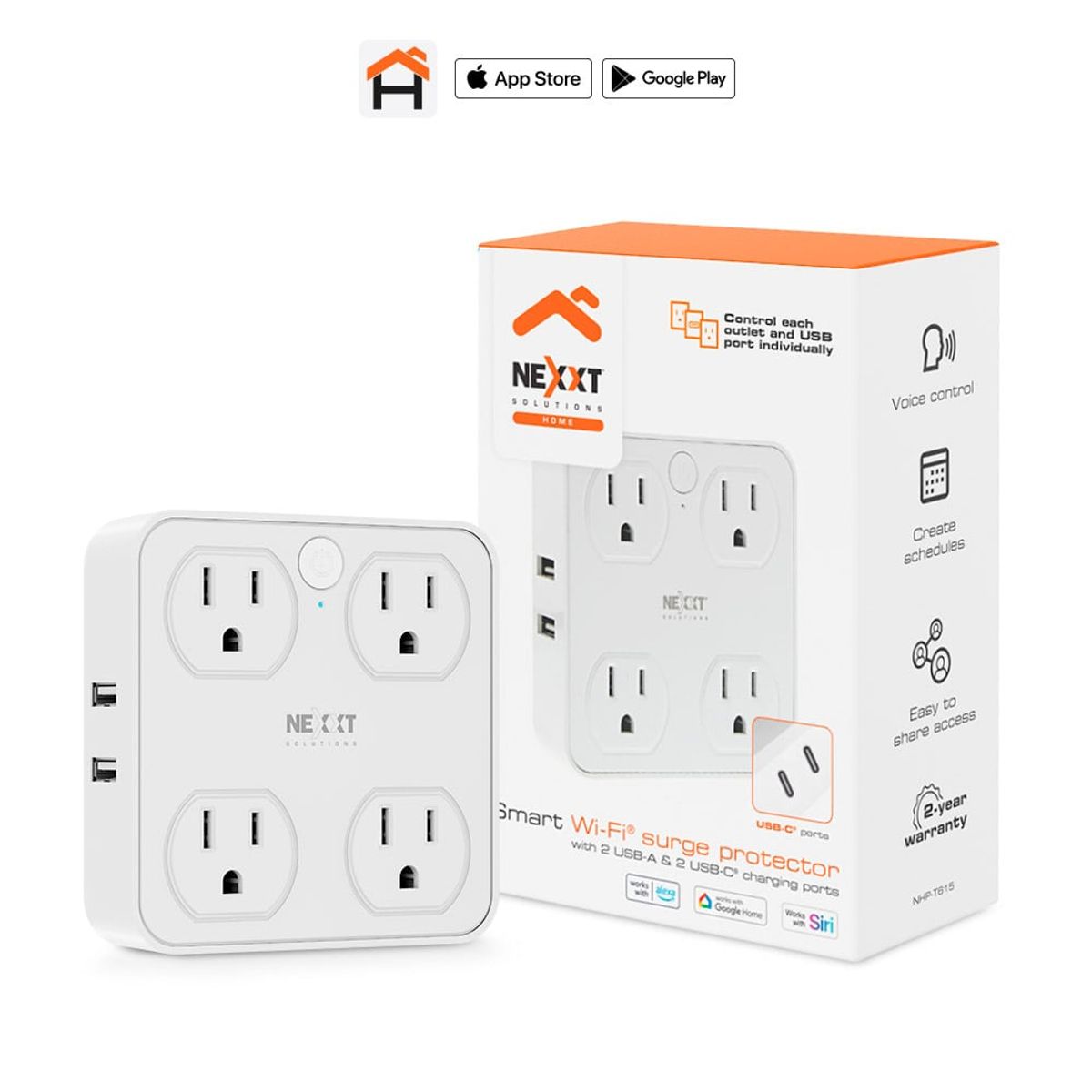Nexxt Solutions - ENCHUFE INTELIGENTE DE 4 TOMAS + USB/ USBC NEXXT NHP-T615